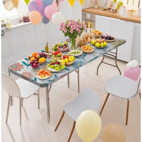 Folding table elastic table cover, wedding exhibition round table cover, high-end universal banquet table cover, desktop protection cover, tablecloth