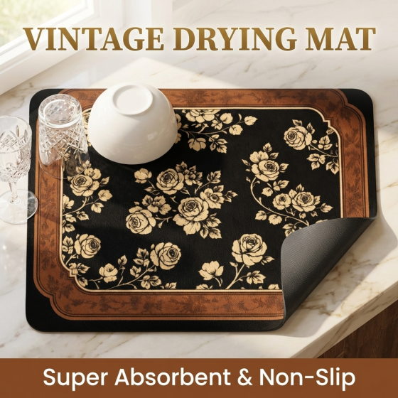 Custom Absorbent Dish Drying Mat, Non-Slip Coffee Pad for Kitchen Countertop, Super Water Absorbent, Easy to Clean