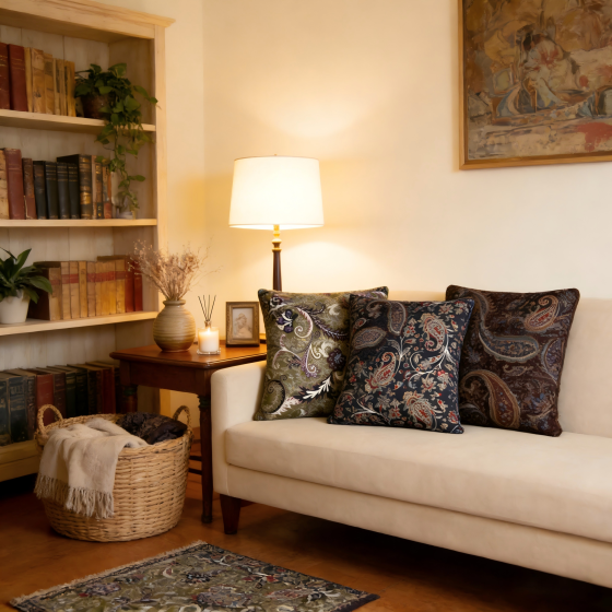 Custom Bohemian Paisley Print Pillowcase, Vintage Floral Cushion Cover, Suitable for Sofa, Living Room, Bedroom