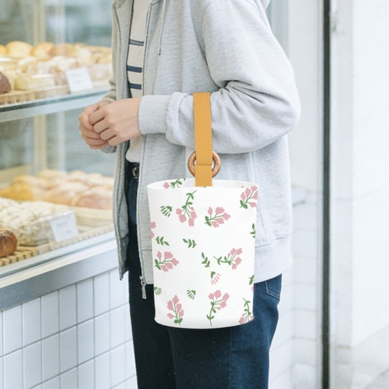 Bucket bag with money pouch made of velvet, hand-held round bucket bag, custom logo