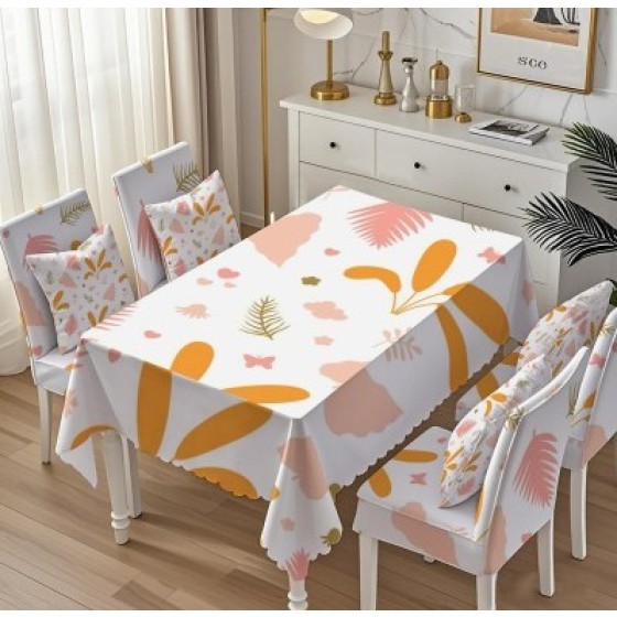Customizable set of tablecloths - water-resistant, oil-resistant, non-washable, heat-resistant. High-end, luxurious dining tablecloth and chair cover, stool cover - 9-piece set