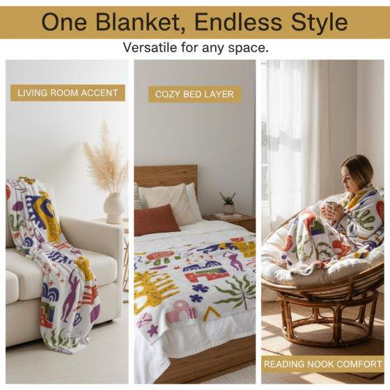 Large Flannel Fleece Throw Blanket- Cozy Lightweight Thick Blanket - All Seasons Suitable for Women, Men and Kids