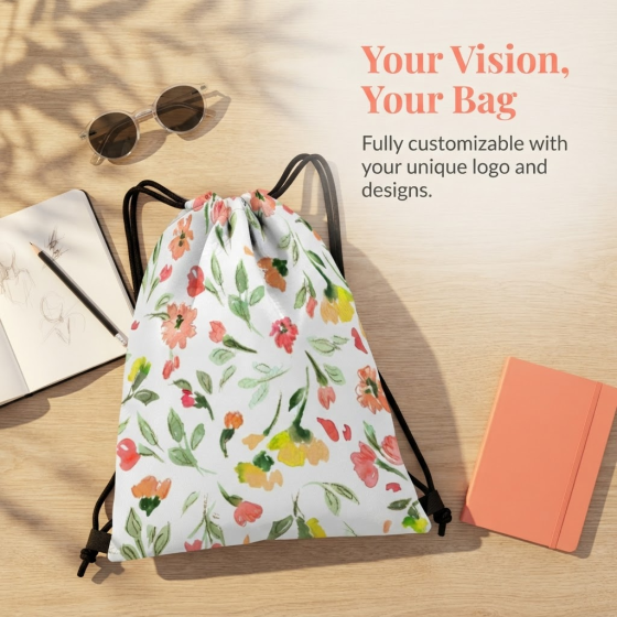Customizable pattern dual-shoulder drawstring honeycomb fabric bag, drawstring dual-shoulder drawstring bag, lightweight and customizable pattern